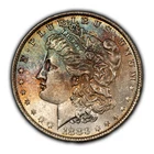 1883-O $1 Morgan Silver Dollar - PQ Rainbow Toning - BU - SKU-D5472