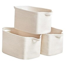 Cotton Rope Storage Basket 15"x10"x9"   Fabric Storage Bins for Organizing
