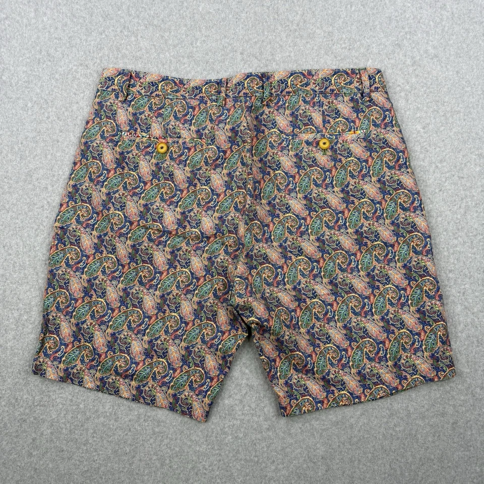 Pantalones Cortos Robert Graham Para Hombre 38 Multicolor Paisley Clásico Yates Mezcla de Lino Chino Foto 4 de 4