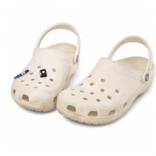Crocs White Size 10 Classic Comfort Clogs Jibbitz Bud Lite Camera
