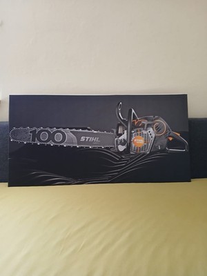 STIHL MS 500i Centennial  Edition 100 Jahre auf Leinwand  (Bild) .