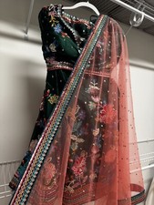 Beautiful Green Emboridered Indian Lehenga Set  with Dupatta, Blouse, and Skirt