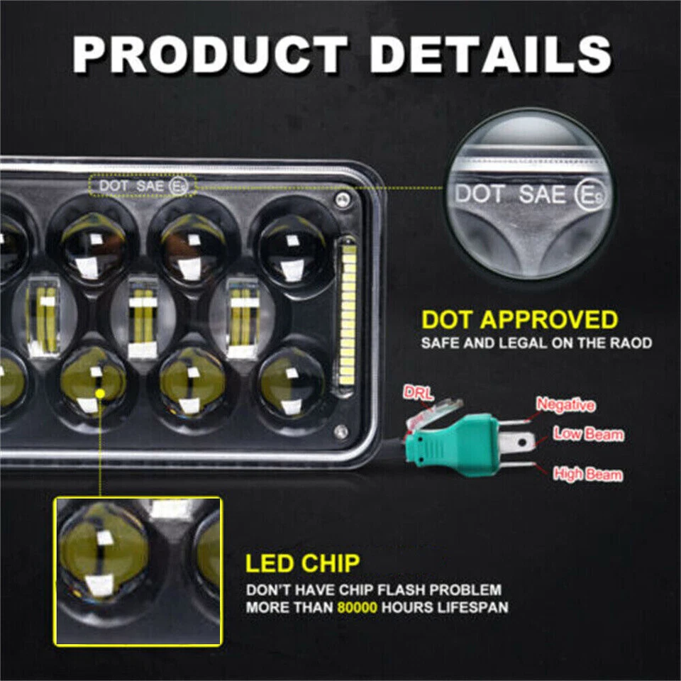 Faro LED 4X6 pulgadas H4 halo proyector Hi-Lo para Suzuki DRZ250 DRZ400 DRZ400SM Foto 3 de 4