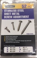 BRAND NEW 52 Pc  Stainless Steel Sheet Metal Screw Assortment Stainless Steel