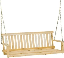 NEW H-24 Wooden Outdoor Hanging Patio Wood PORCH Swing Chair 4 FOOT WITH CHAINS