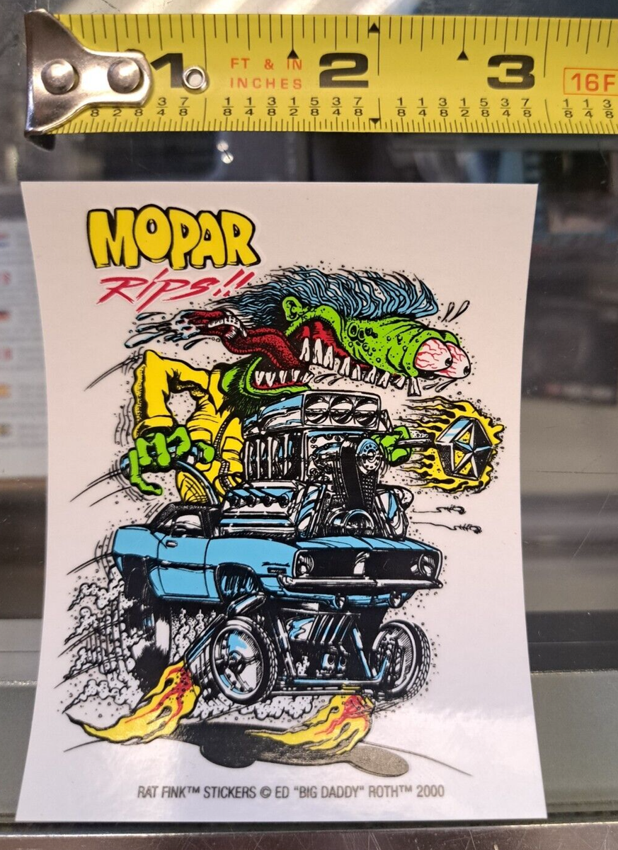 Rat Fink 3x3.75 Mopar Rips Decal Sticker Ed 