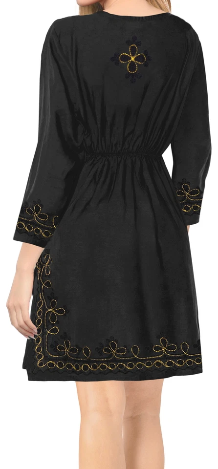 LA LEELA вискоза твердого Beachwear свободного прикрыть OSFM 8-14 [M-L] черный_2916 - Изображение 3 из 3