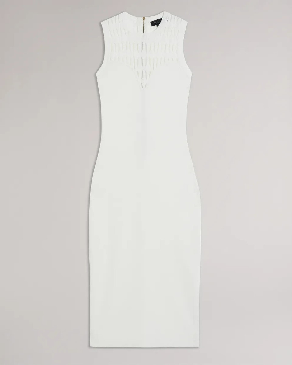 Ted Baker White Polyan Stitch Detailed Bodycon Dress Size 2