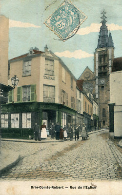 Card BRIE COMTE ROBERT Rue de l'Eglise Animation near the Tobacco Billiards Café