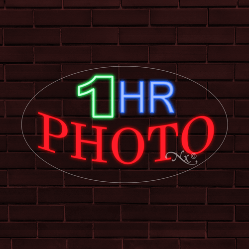NUEVO "FOTO DE 1 HORA" OVALADO 28x16x1 PULGADAS LED FLEX VENTANA/PARED INTERIOR LETRERO 34292 - Imagen 1 de 1