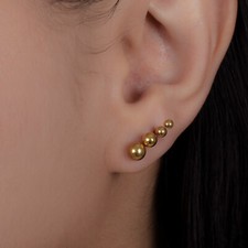 Gold, Silver Flat Back Ball Stud Earrings, Tiny Dot Stud Earrings