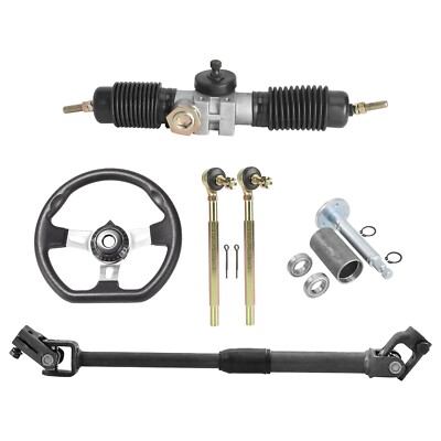 Steering Wheel Steel Kit Gear Rack Pinion Adjustable Shaft Go Kart ATV 4 Wheeler