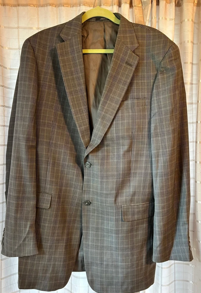 Austin Reed Men Gray Glen Check Wool Blend Sport Coat Blazer Jacket 42XL - Image 3 of 4