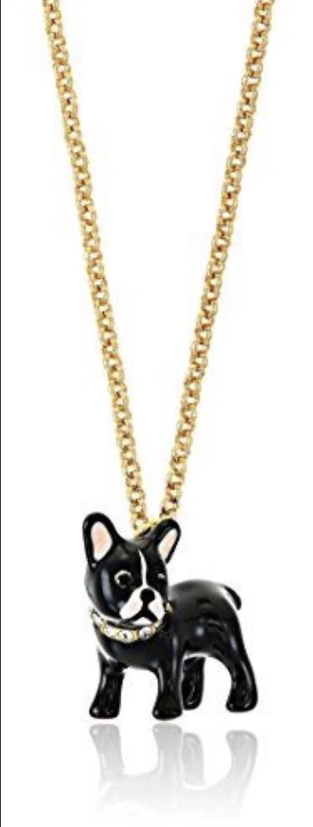 Kate Spade Ma Cherie Antoine Bulldog boston terrier pendant Long necklace New