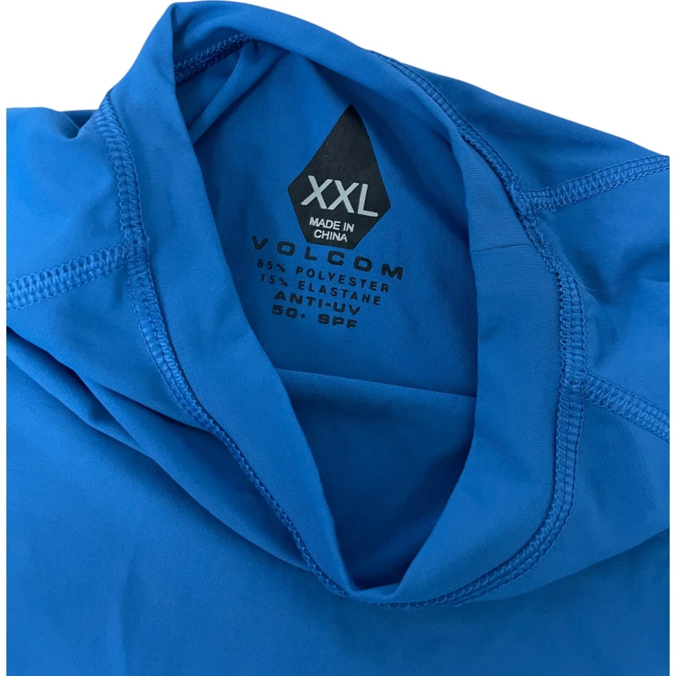 Volcom Rashguard Mens Size XXL Blue Green Stripes Anti UV 50+ SPF Long Sleeve - Image 3 of 4