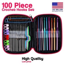 100 piece crochet Hooks Needles Knit Tool Set Weave Craft yarn Multi Color kit