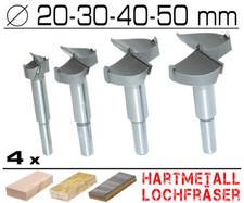 4 x Hartmetall Forstner Kunst Topf Scharnier Bohrer Holz Fräser Ø 20 30 40 50 mm