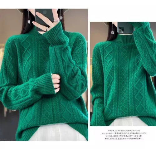 Women Sweater Wool Turtleneck Cashmere Knitwaer Casual Pullover Tops - Picture 19 of 36