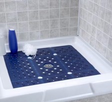   65 MORE COVERAGE SlipX Solutions Navy Blue Extra Large Shower Mat