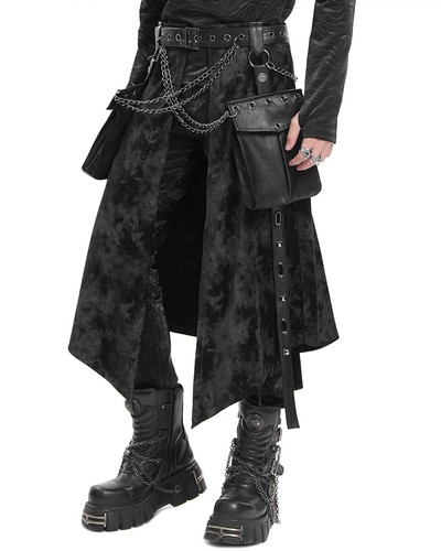 Devil Fashion Hombre Apocalíptico Gótico Punk Cadena Cargo Bolsillo Media Falda - Bild 7 von 13