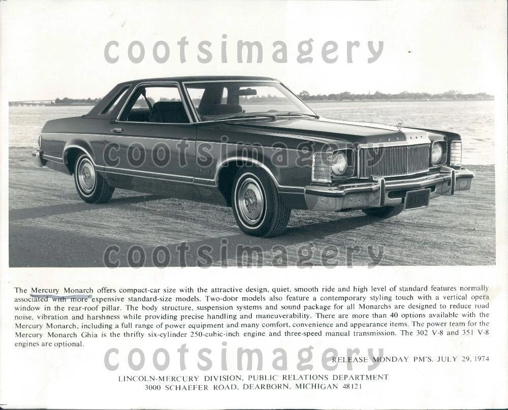 1974 Wire Photo Mercury Monarch 2 Door Automobile