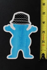 GRIZZLY Skateboard Grip Tape Blue Black Hat Z61B Vintage Skateboarding STICKER
