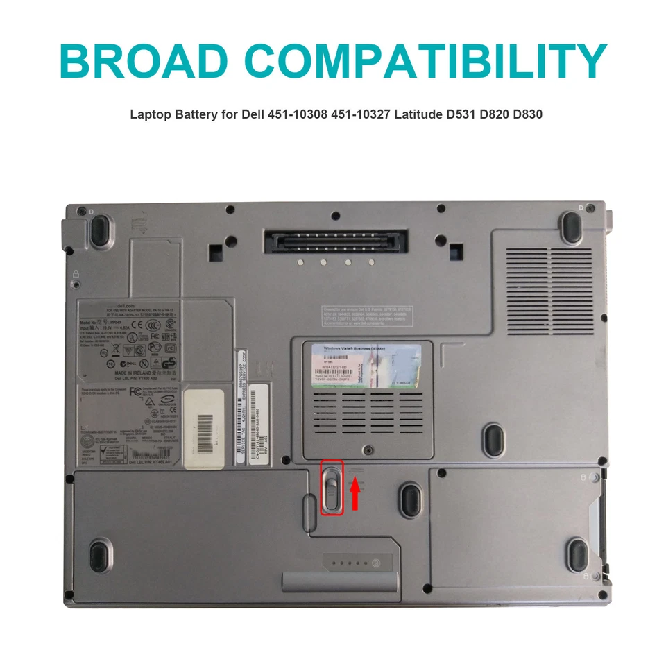 Batería para PC portátil Dell Latitude D820 D830 D531 M4300 M65 312-0393 CF623 rápida Foto 3 de 4