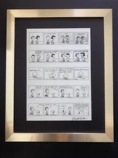 CHARLES SCHULZ + Signed Vintage 1968 Peanuts SNOOPY Cartoon + New  Frame