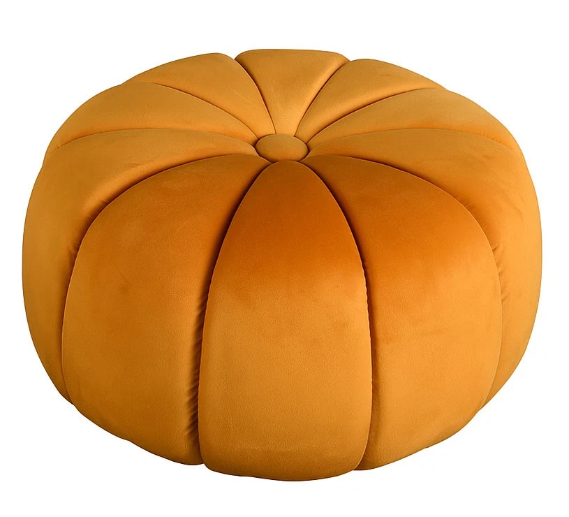 Hocker Samt Sitzwürfel Fussbank Retro Kürbis Sitzbank Pouf Schminkhocker Vintage - Bild 1 von 4
