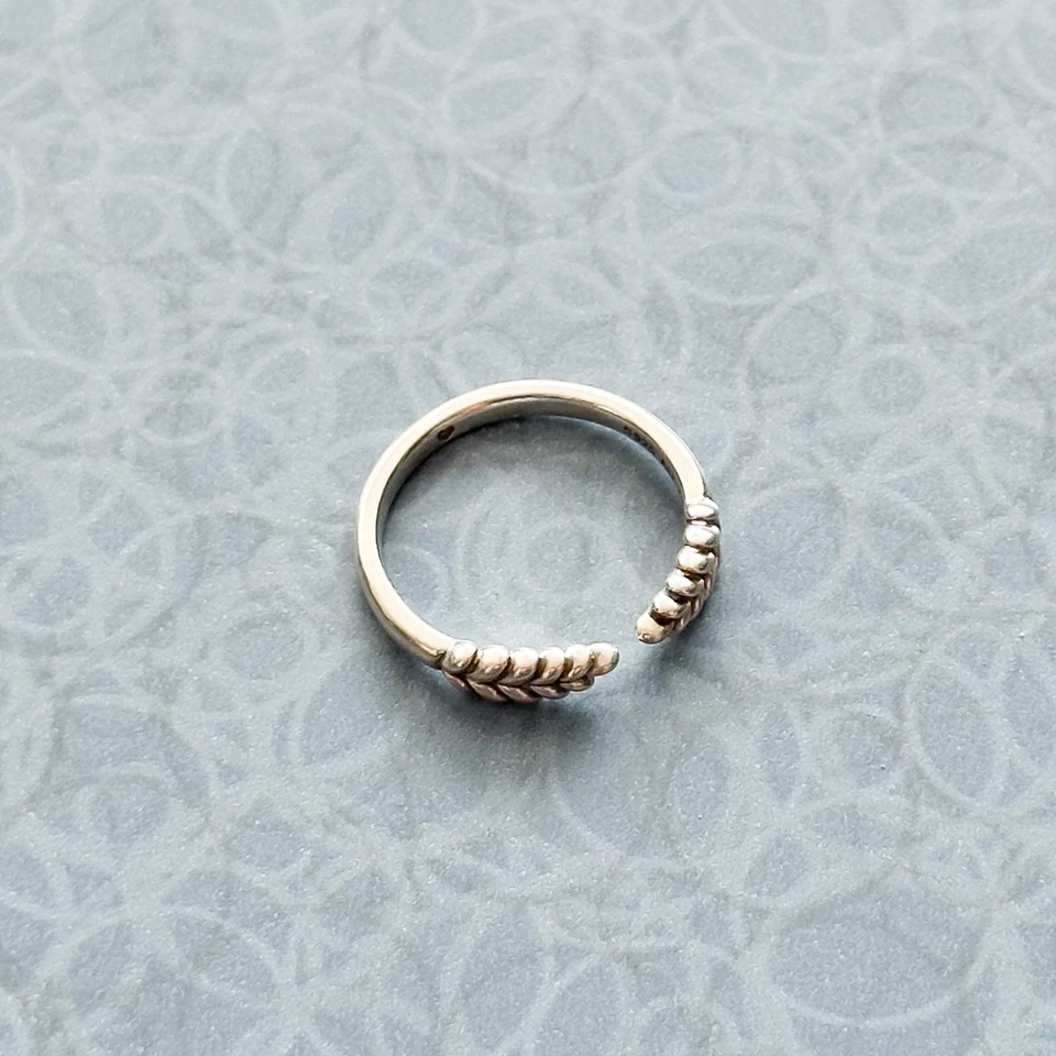 Pandora S925 ALE Silver Leaf Wrap Ring Size 8 | Authentic Open Band Design - Image 4 of 4