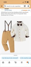 DISAUR Boys Formal Suit Set 4-Piece White Brown Shirt Pants Bow Tie Sz 8