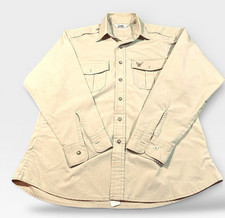 VTG Duxbak Shirt Mens XL Khaki Hunting Shooting Button Up Canvas Duck Logo