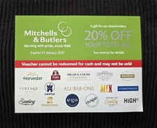 2 (two) x Mitchells & Butlers Vouchers 20% Off FULL Bill Exp 31 Jan 2027