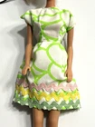 Vintage 1960s Barbie Fashion CLONE White & Green Swirl Dress w/Ric Rac ~ VGC