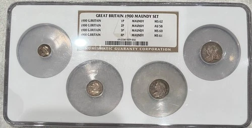Great Britain Maundy silver 4 coin set, 1900 Queen Victoria. NGC graded