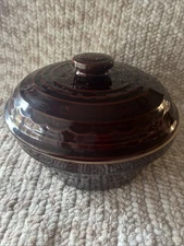 Marcrest Stoneware Ovenproof Bowl 9-3/4 Inch with Brown Glaze With Lid