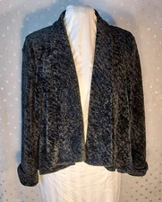Connected Blazer Women's Size M Black Velvet Loose Fit Open Front  Long Sleeve