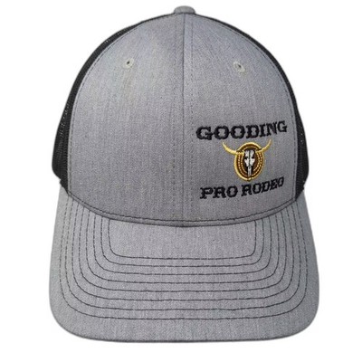 Richardson Trucker Hat Gray Black Gooding Pro Rodeo Snapback OS Adjustable Mesh
