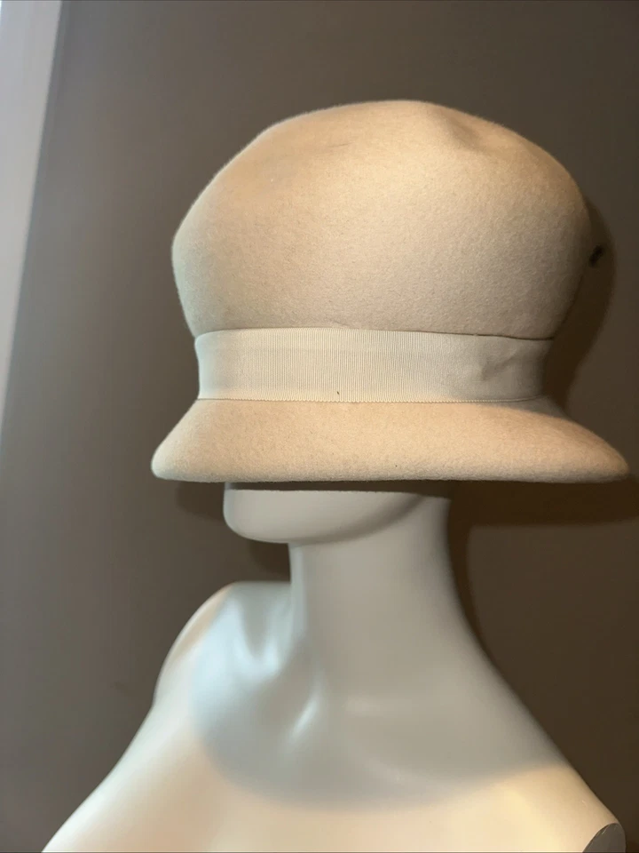 Sombrero de lana Henry Pollack NY vintage años 30 Starfire mezcla fieltro blanco Cloche Foto 3 de 4