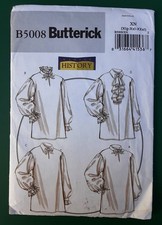 Butterick Men's Misses' Pirate Poet Shirt Sewing Pattern B5008 Size XL XXL XXXL