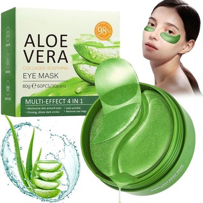 Augenpads, 60Pcs Augenpads Gegen Augenringe, Aloe Vera Eye Pads, Hyaluronsäure A