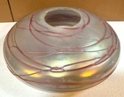ANTIQUE VINTAGE LOETZ ART GLASS THREADED IRIDESCENT LAMP ART NOUVEAU LARGE SHADE