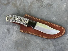 8.5” Fixed Blade Knife Full Tang Wood Handle Protective Leather Sheath