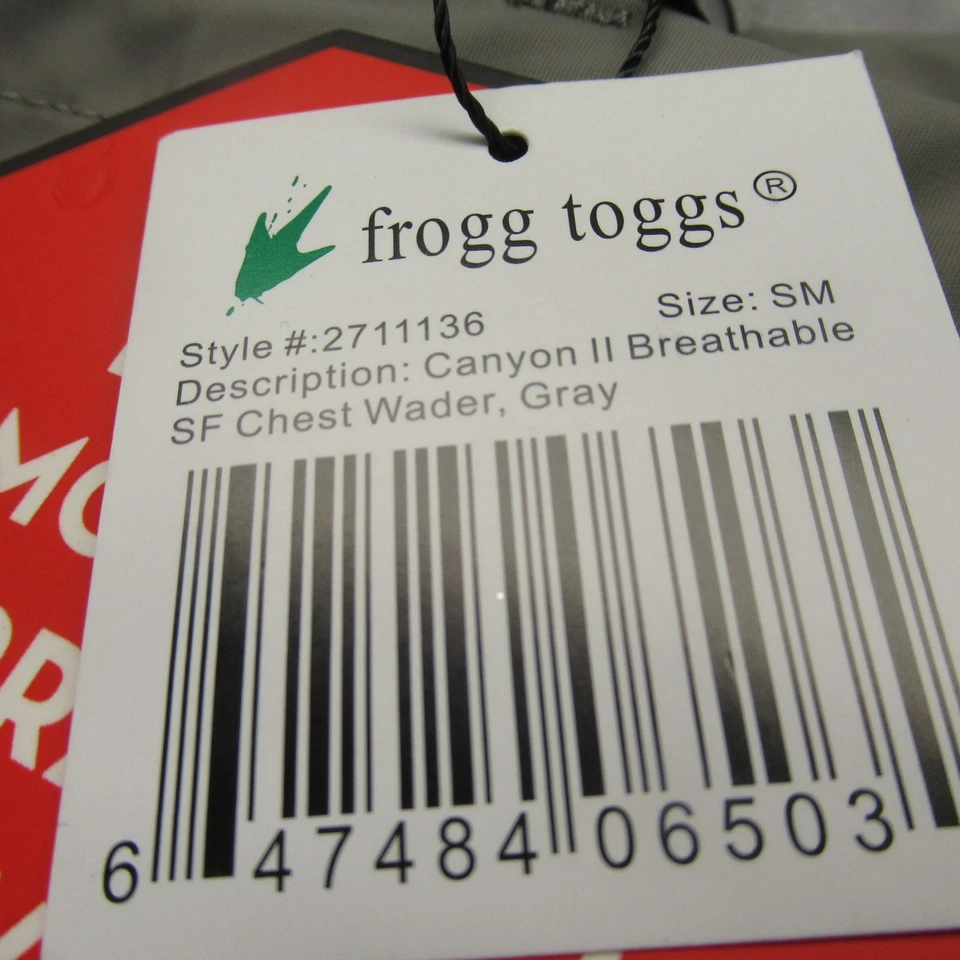 Frogg Toggs Vadeadores Hombres Pequeño Gris Pecho Transpirable Impermeable Pesca 32x31 NUEVO Foto 3 de 4