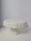 Vintage Milk Glass Cake Stand with Grapes & Leaves 6 1/2" Tall 10" Diameter