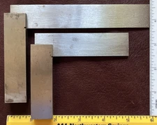 2 Vintage Hardware Steel Squares, 4" Blade, 5 3/4" Blade, Precision Machined.