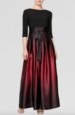 SL Fashions 3/4 Sleeve Matte Jersey & Ombre Satin Ballgown, Fig Sz 8 a639250