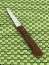 Vintage Ekco Eterna Stainless Grapefruit Knife Wood Handle USA Curved Serrated