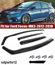 Kit 4 Deflettori Aria Nero Fumè Antivento Compatibile con Ford Focus 3 2011-2018