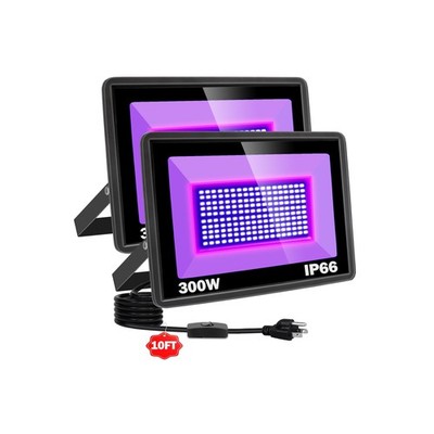 2 Pack 300W LED Black Light, IP66 Waterproof Outdoor Blacklight Flood Light S...